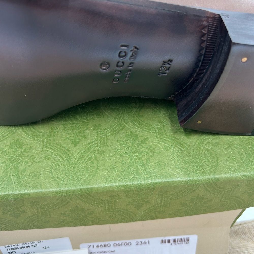 Men’s Gucci fringed leather loafers size 12.5 made in Italy - Picture 5 of 10